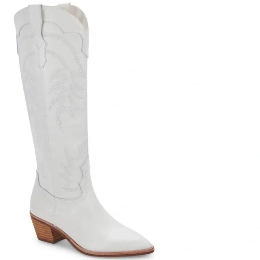 Dolce Vita Solida Cowboy Boots | White | Size 9